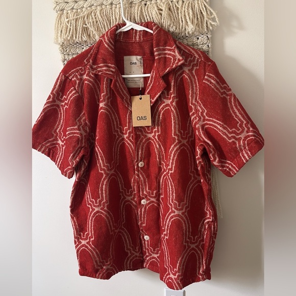 NWT OAS Marrakech Arch Cuba Terry Shirt Size Large Short Sleeve Button Down - Picture 3 of 6